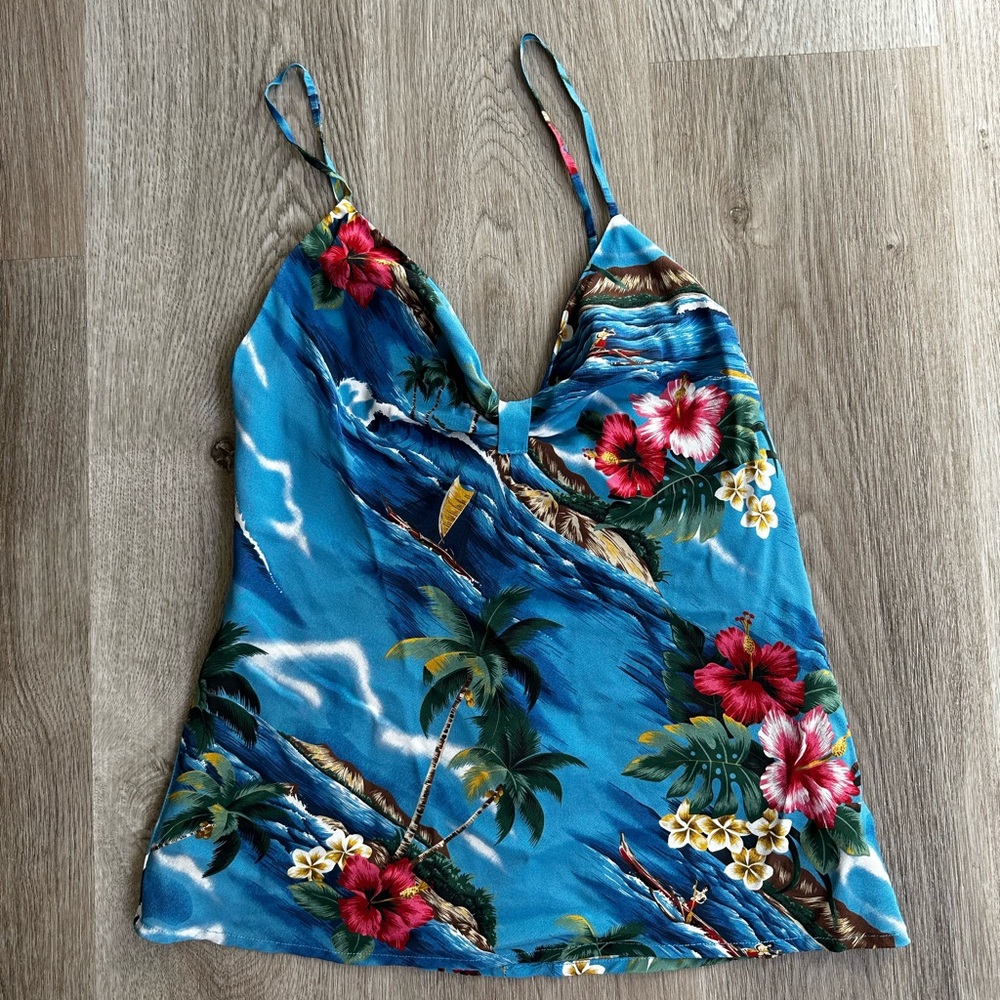 Tropical Blue Floral Tank Top
